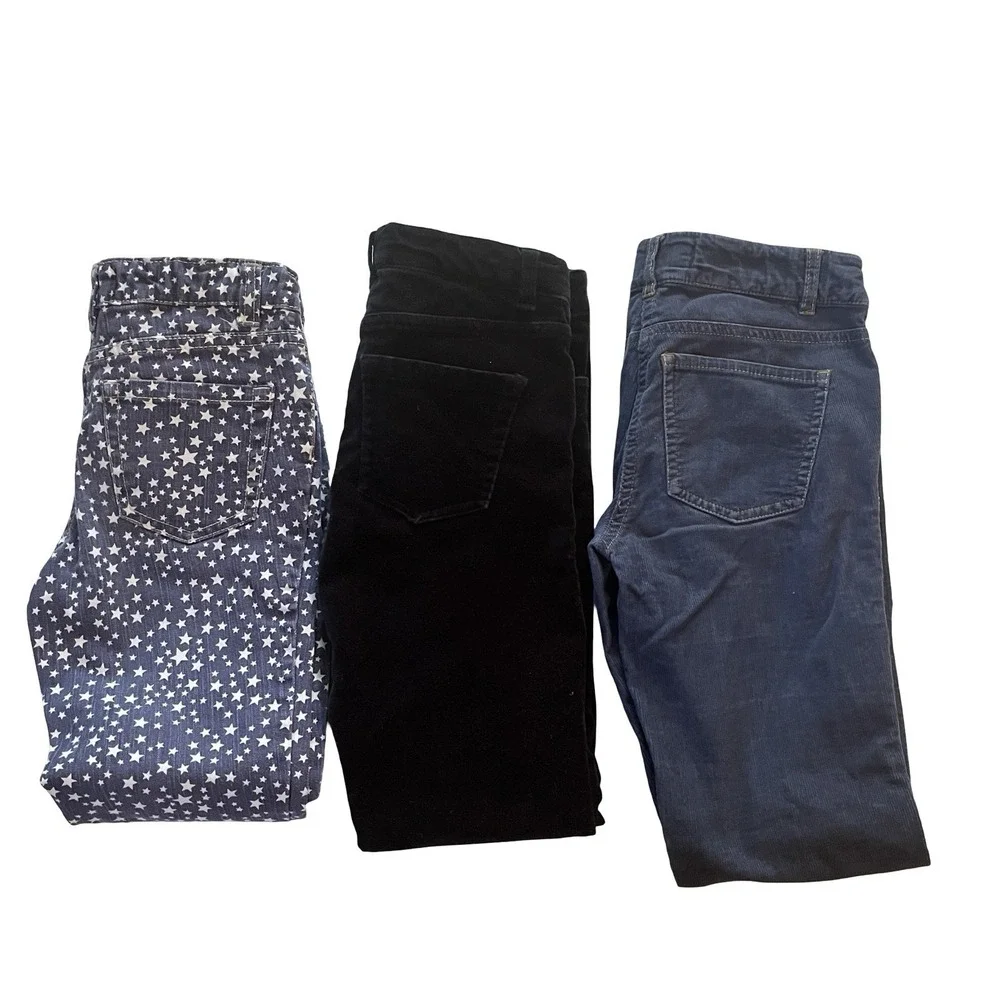 Mini Boden Size 10 Pants, Lot of 3, Blue Corduroy, Star, Black Velvet 98% Cotton